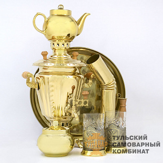 Набор «Русская краса» на дровах, 3 литра, 9 предметов, латунь. Обзор в 360˚